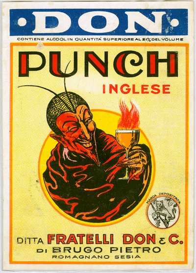 Punch engelsk alkoholreklame med en djevel (kromolitografi) av Unknown artist