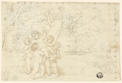 Putti som bærer unge Bacchus av Unknown artist