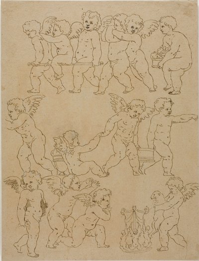 Putti utfører oppgaver av Unknown artist