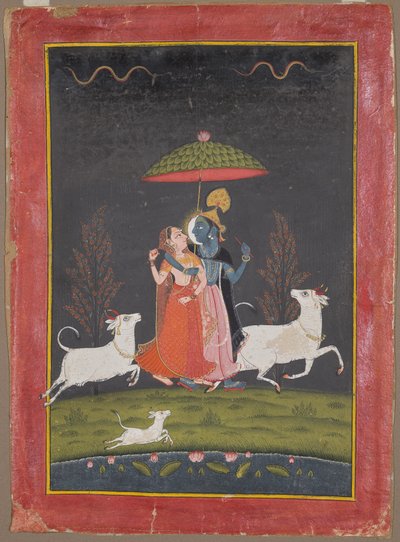 Radha og Krishna i regnet av Unknown artist