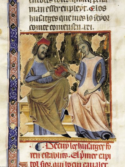 Raimond Berenger I av Barcelona (1023–1076) og hans kone Almodis (Adalmode) av Marche (miniatyr) av Unknown artist