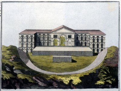 Rekonstruksjon av det greske teateret Bachus i Athen. - i "" Le costume ancien et moderne""" av Ferrario, red. Milan av Unknown artist