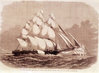 Regat mellom Ariel- og Taeping-klipperne i 1866. av Unknown artist