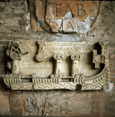 Relieff som representerer Pisa-havnen (1200-tallet) av Unknown artist