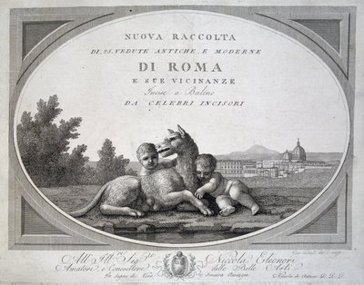 Remus og Romulus (romolo remo lupa) og ulven - i "" Samling av utsikt over Roma"" av Unknown artist