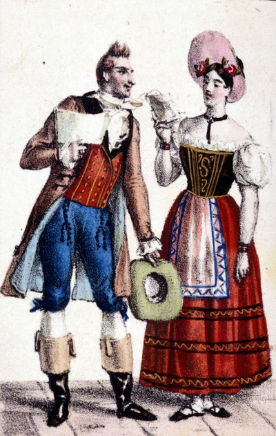 Representasjon av Dulcamare og Alina (fremført av henholdsvis Frezzolini og Heinefetter) i operaen "Elixir d