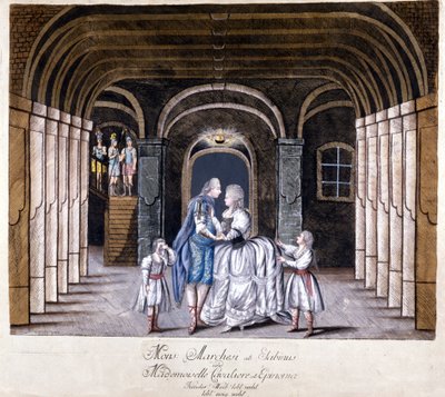 Representasjon av operaen «Giulio Sabino» av Giuseppe Sarti (1729-1802) i Wien i 1785. På scenen Caterina (Katharina) Cavalieri og kastraten Luigi Marchesi. Milan av Unknown artist