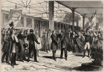 Revolusjonen i september 1868 i Spania (Gloriosa): ankommer fra Salustiano Olozaga (1805-1873) i Madrid. Gravering i "" L