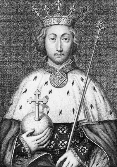 Richard II. (1367 to 1400) King of England. Engraving of the 18th century av Unknown artist
