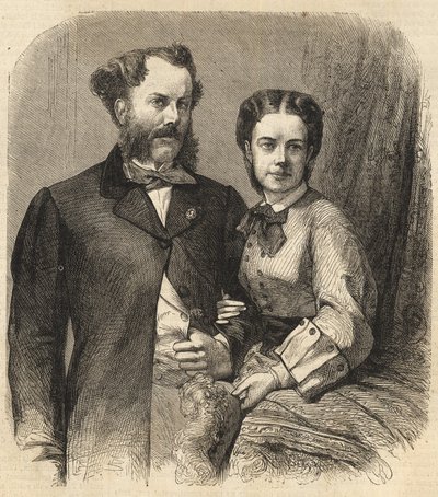 Richard Klemens von Metternich (1829-1895) and Pauline Metternich (Pauline Clementine Marie Walburge, Countess Sandor von Szlavnicza - Princess of Metternich-Winneburg zu Beilstein) (1836-1921) - The Illustrous Universe of 1864 av Unknown artist