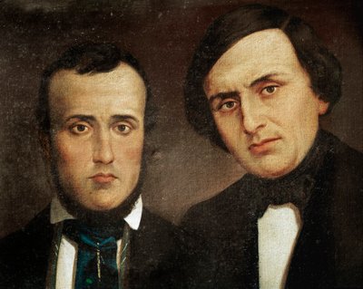 Risorgimento: portrett av brødrene Attilio Bandiera (1810-1844) og Emilio Bandiera (1819-1844). Anonymt maleri. Roma fra 1800-tallet, Risorgimento History Institute av Unknown artist