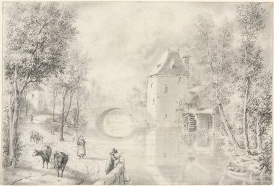 Vei ved den gamle broen av Unknown artist