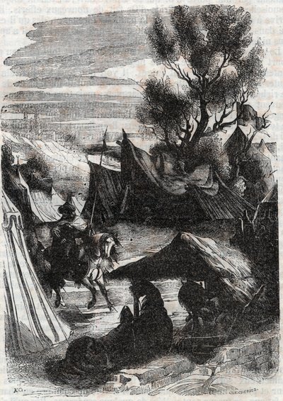 Roland in the Saracen Camp - gravering av 1851 fra "" Furious Roland"" av Unknown artist