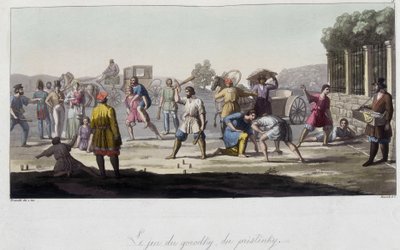 Russiske spill av Gorodky og pristinsky og andre distraksjoner, Russland. I”” Den gamle og moderne drakten””” 1819-1820 av Ferrario. av Unknown artist