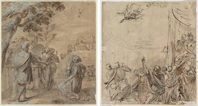 Ruth og Boas (recto) The Fall of Simon Magus (verso) av Unknown artist