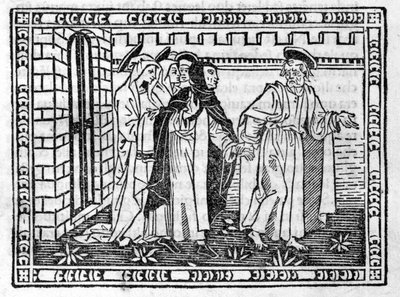 Sankt Peter ledet av hånden Savonarola (Jerome Savonarola) (1452 - 1498) - i "" Compendium of Revelatione"", inkunabel av 23/4/1496. av Unknown artist