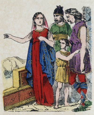 Sainte Genevieve (422-502), skytshelgen for Paris, frarådet parisere fra å forlate byen deres, som ble truet i 451 av Attila, hunernes konge. av Unknown artist