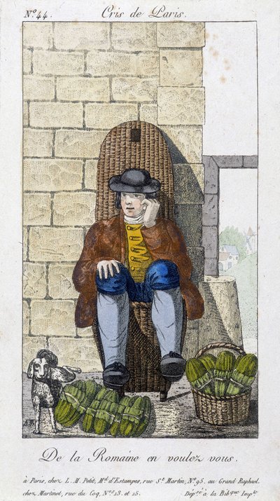 Salatselger - i “” Cris de Paris””, deb. 1800-tallet av Unknown artist