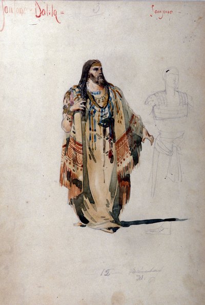 Samson-kostyme for operaen "" Samson and Dalila"" av Camille Saint Saens (Saint-Saens). 1877 av Unknown artist
