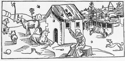 San Marinus. Gravering fra “Lives of the Saints - Summer part” (The Book of the Saint) av Jacobus (James) av Voragine (1228-1298). Lübeck 1488. av Unknown artist