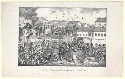 Scene ved Mariahilf-linjen til Wien av Unknown artist