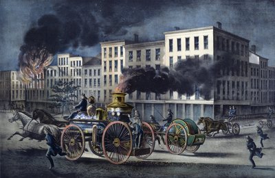 Scene av dagliglivet til amerikanske brannmenn av Unknown artist