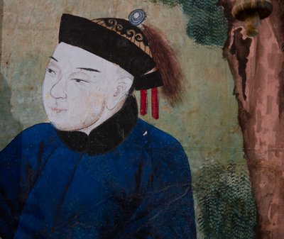 Szenen des Alltagslebens in China, Detail der chinesischen Tapete, Chinesisches Kabinett, Jagdresidenz, von Filippo Juvarra, Stupinigi, Piemont, Italien von Unknown artist