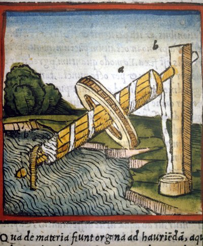 Skrue av Archimedes i "" De architectura"" av Vitruva. 1630 av Unknown artist