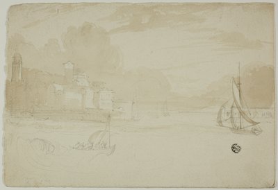 Havn med fiskebåter av Unknown artist