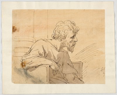Sittende mann med skjegg av Unknown artist