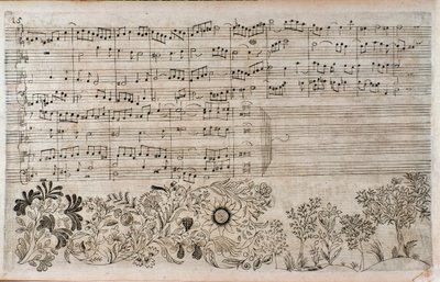 Noter til The Art of the Fugue, slutten av kontrapunkt 5, av Johann Sebastian Bach av Unknown artist