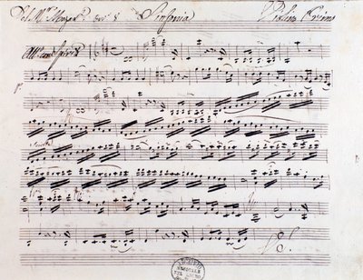 Noterside for førstefiolinen i symfoni nr. 7, av Mozart av Unknown artist