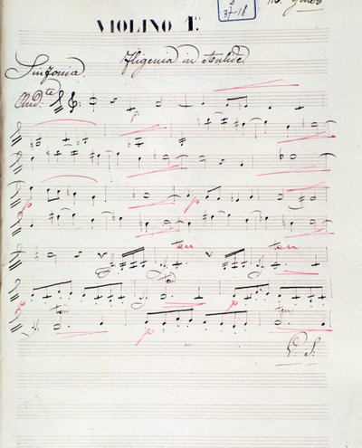Noter for den første fiolinen til Iphigenie en Aulide, opera av C. W. Gluck, ca. 1774 av Unknown artist