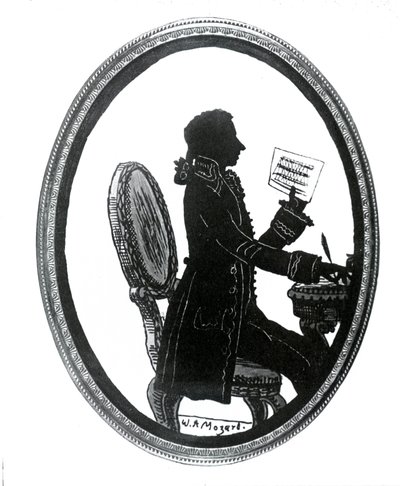 Silhuett av komponisten Wolfang Amadeus Mozart (1756 - 1791). av Unknown artist