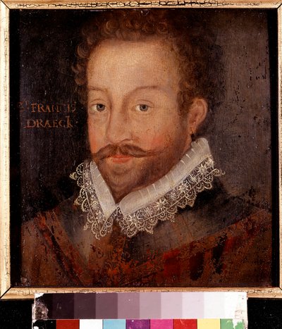 Sir Francis Drake, etter en gravering tilskrevet Jodocus Hondius, ca. 1583 av Unknown artist