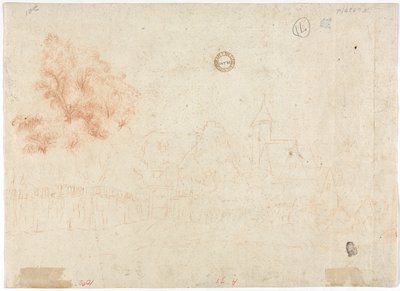 Skisse av en landsby (verso) av Unknown artist