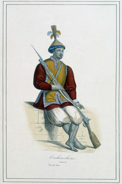 Soldat of cochinchinean armor - i "The different peoples of the earth"" av abbed Paul Jonhanneaud, Librairie des Bons livres av Unknown artist