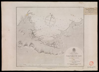 Sør-Amerika, kysten av Chile - Valparaiso-bukten av offiserene på HMS #39;Beagle#39; 1835 av Unknown artist