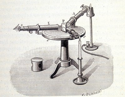 Spectroscope Bunsen and Kirchoff - i ""Physique populaire"" av Emile Desbeaux, Flammarion av Unknown artist