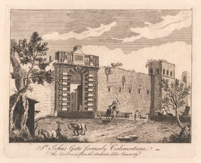 St. John's Gate tidligere Caelmontana, The Entrance from the Antient latin Causeway av Unknown artist