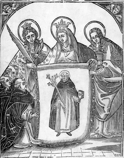 St. Thomas Aquinas omgitt av helgener. av Unknown artist