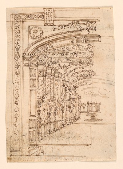 Scenedesign: Arcade Leading to a Garden av Unknown artist