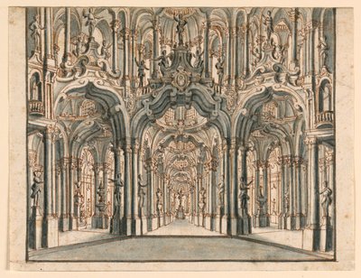 Scenedesign, Arcaded Palace Hall av Unknown artist