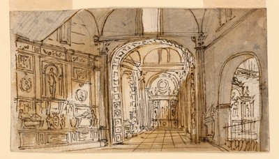 Scenedesign, Kirkens interiør av Unknown artist
