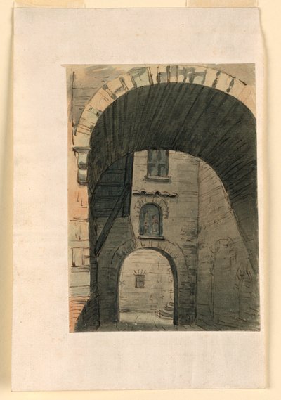 Scenedesign, domstol i gammel bygning av Unknown artist