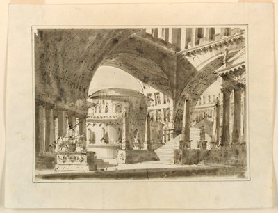 Scenedesign, gruppe bygninger av Unknown artist