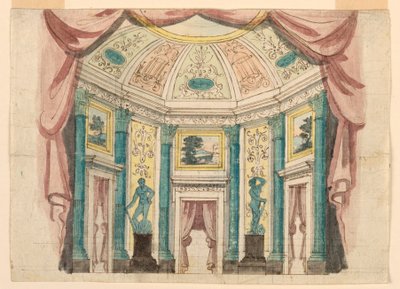 Scenedesign, interiør i Palace Hall av Unknown artist
