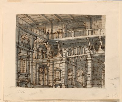 Scenedesign, interiør i fengselsretten av Unknown artist