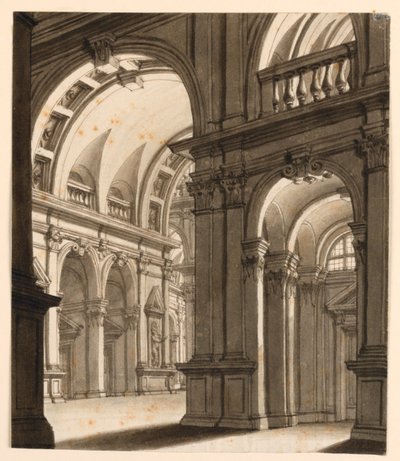 Scenedesign, interiør i renessansebygningen av Unknown artist