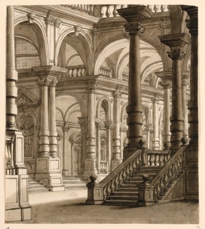 Scenedesign, Portico med trapp av Unknown artist
